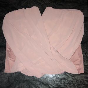 Pink strapless V-cut crop top